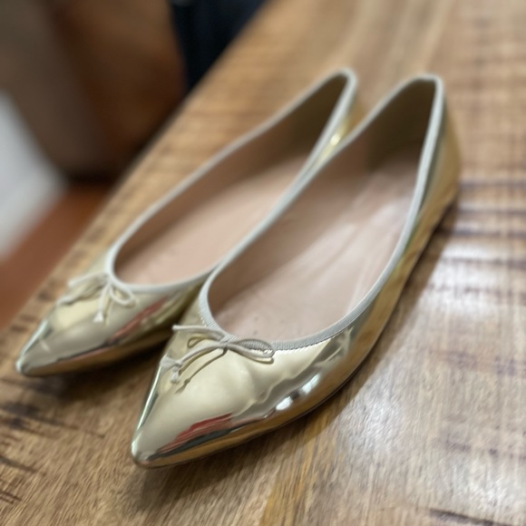 J. Crew Gold Metallic Pointy Toe Flats